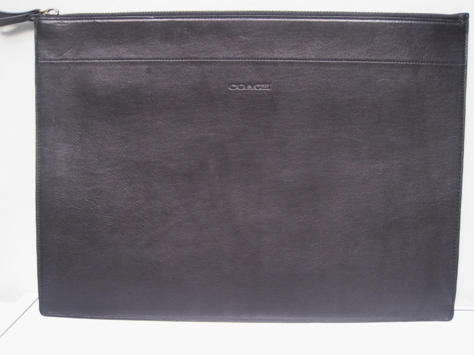 COACH LARGE ZIP PORTFOLIO ENVELOP CASE BAG BLACK LEATHER # 61084 NWT