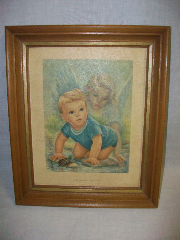 Vintage Erna Kasabach Framed Print Boy & Guardian Angel