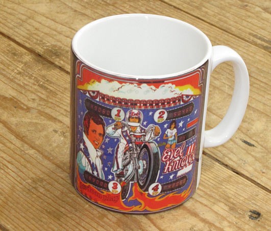 Evel Knievel Daredevil Pinball Machine Advertising MUG