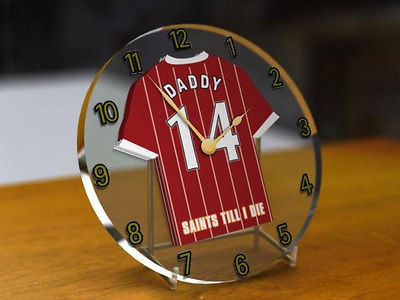 SOUTHAMPTON FC FOOTBALL CLUB SHIRT CLOCK   FREE PERSONALISATIO​N 