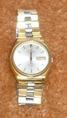 MENS SEIKO WRIST WATCH SILVER/GOLD WRISTWATCH ADULT CHAIN BAND 1970S 