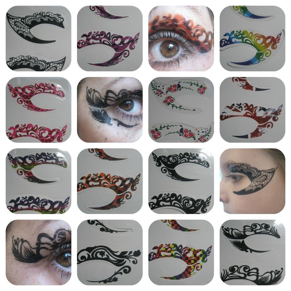 EYE TATTOO TRANSFER LACEY EYESHADOW STICKER UK EYE ROCK FANCY DRESS 