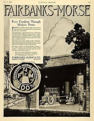 1920 Ad Fairbanks Mors​e Farming Farm Power Light Plant Water Pump 