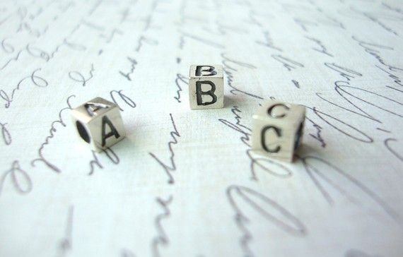Sterling Silver Alphabet Letter Block Beads 4.5mm, shipped from the 