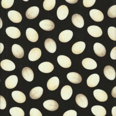 FABRIC C4635 BLK Bird Birds Farm CHICKEN EGGS Egg Toss Timeless 