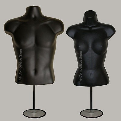 Torso Male + Female (Waist Long) W/ Base Mannequin Forms Set   S M 