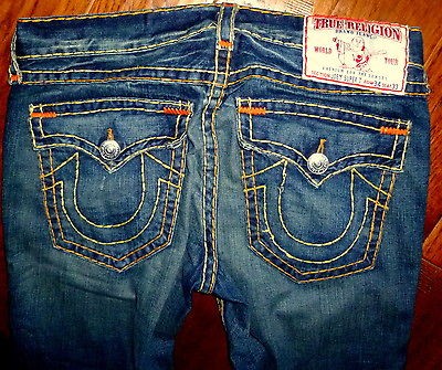 RARE MENS TRUE RELIGION JOEY SUPER T THICK STITCH TWISTED FLARE 