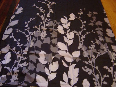 NU BLACK WHITE GREY MODERN BOTANICAL VINES PRINT POLYESTER FABRIC 