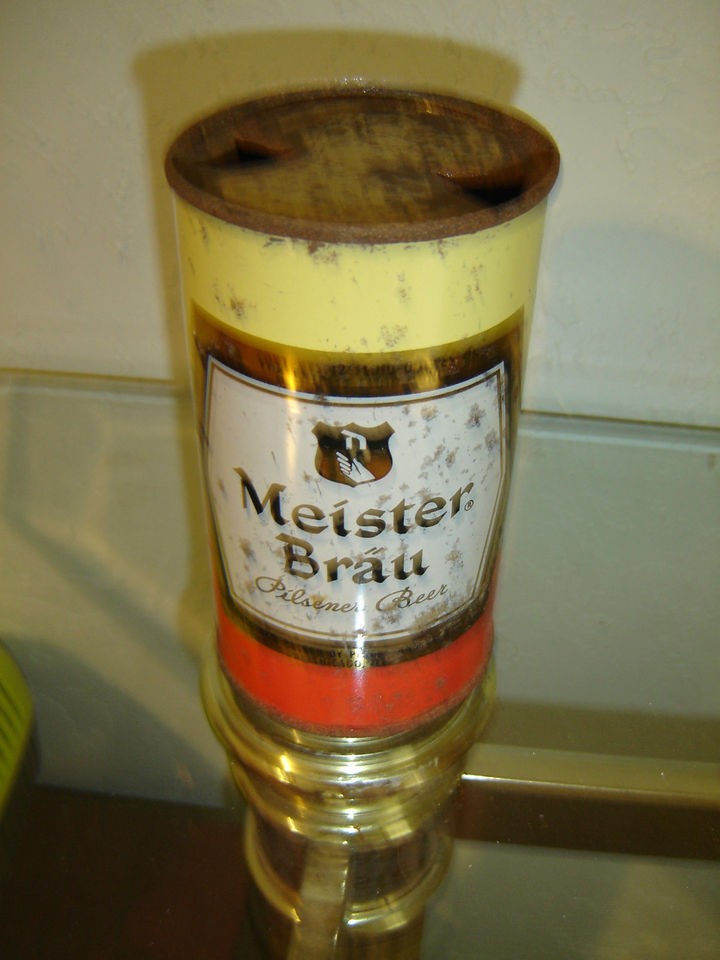 Vintage 1956 Meister Thick Steel Brau Keglined Empty Flat Top Beer Can