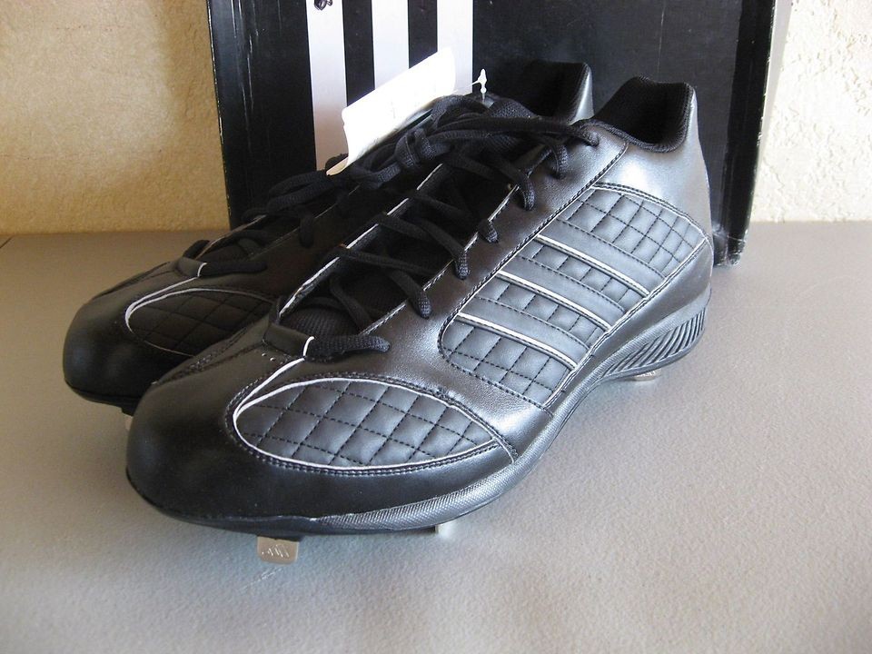   Adidas All Black Sz 15 Metal Spinner 8 Mid Performance Baseball Cleats