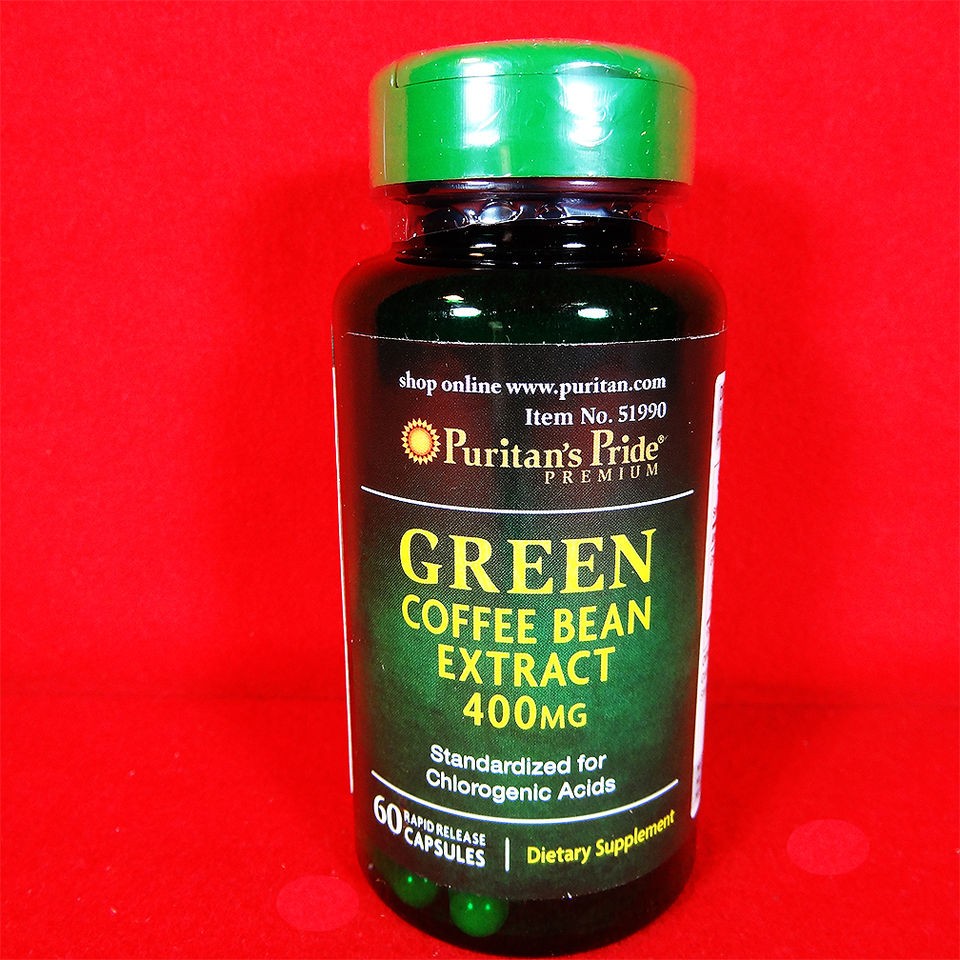 60 Capsules Green Coffee Bean Extract Pure 400 mg CHLOROGENIC ACIDS 