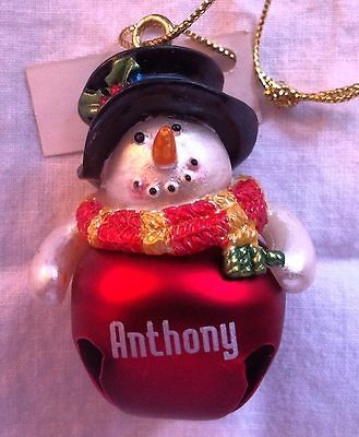 Ganz Snowman Ornament Inscribed with the name Anthony