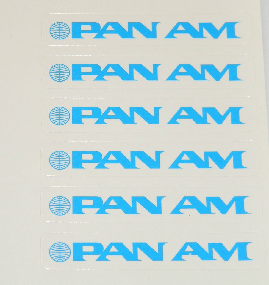 18 PAN AM ( PAN AMERICAN AIRWAYS ) LIGHT BLUE STICKERS 2.1/2 INCH 