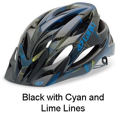 Giro Xar   Black Cyan Lime Lines   Mountain Bike Helmet Size Large 