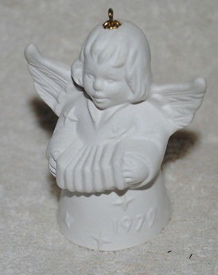 1979 Goebel Angel Bell annual Christmas ornament, angel with accordion