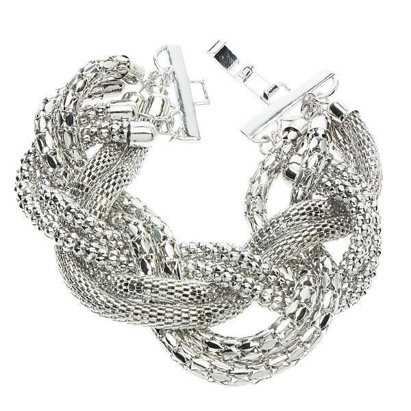   pave Three strands of braid white gold plated Chain Linked Bracelet
