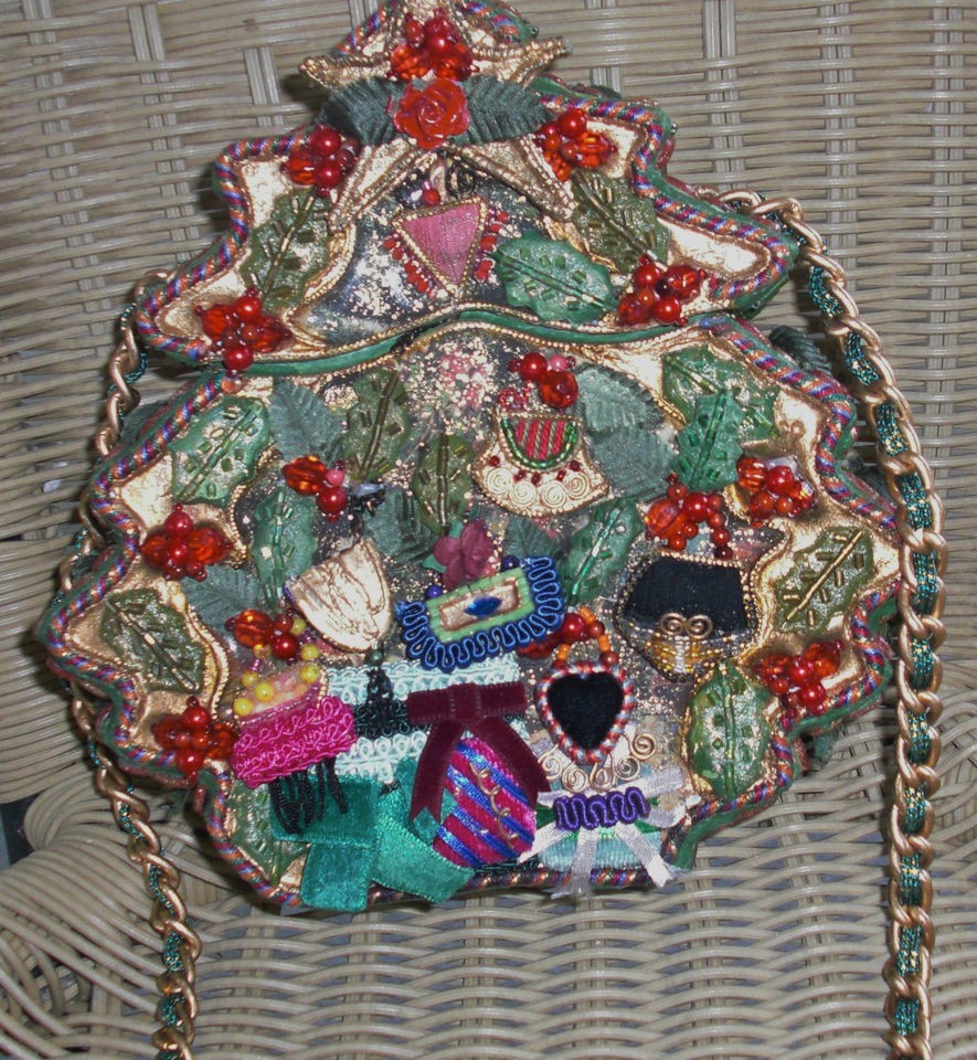   XMas Christmas Tree w/Trimmings Hard Body Box Embellish Purse w/Bag