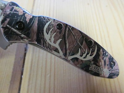 Kershaw Scallion 1620C Camo Custom DEER HORNS Design Knife NIB