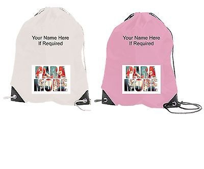 PERSONALISED PARAMORE DRAWSTRING GYM PE SWIMMING BAG / RUCKSACK