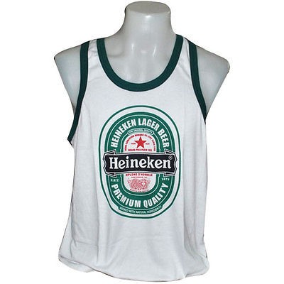 Mens HEINEKEN BEER  T shirt Singlet White Size M