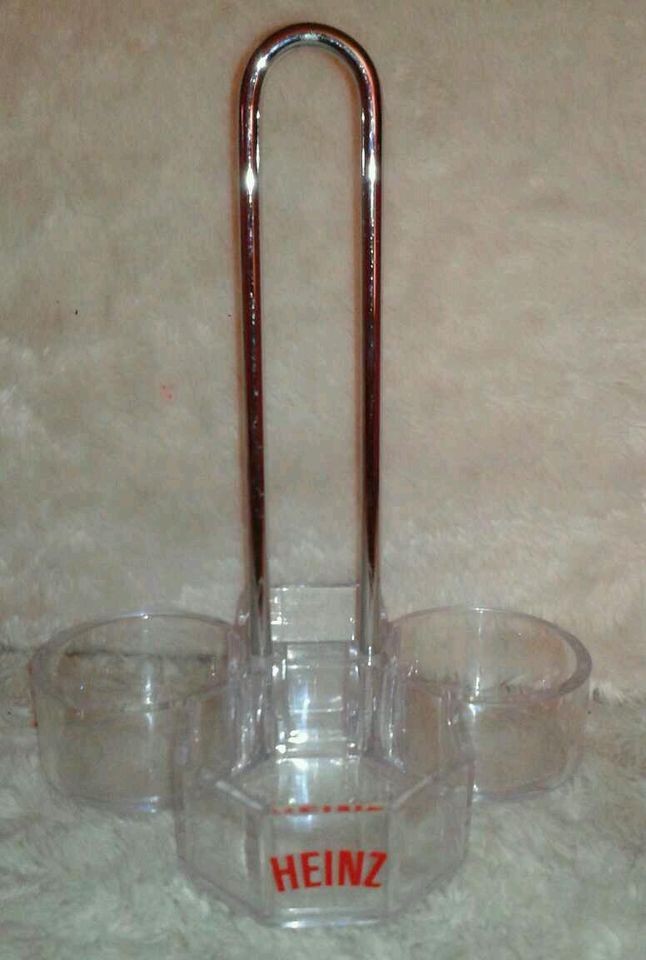 Vintage condiment holder Heinz Ketchup plastic & chrome