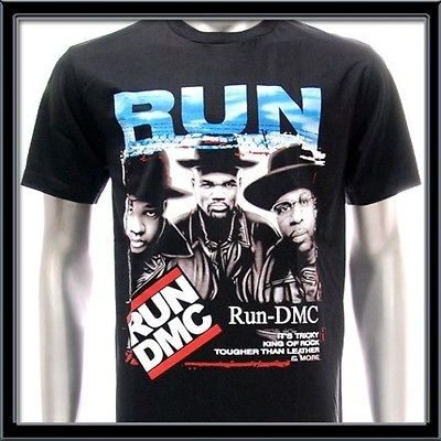 Sz L Run DMC T shirt Hip Hop Group Band Rap King Rapper Black