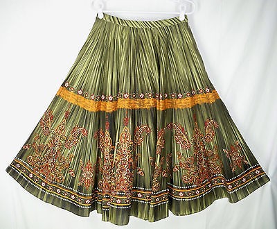 NEW Coldwater Creek Boho Mexican Full Circle Wide Sweep Paisley Skirt 