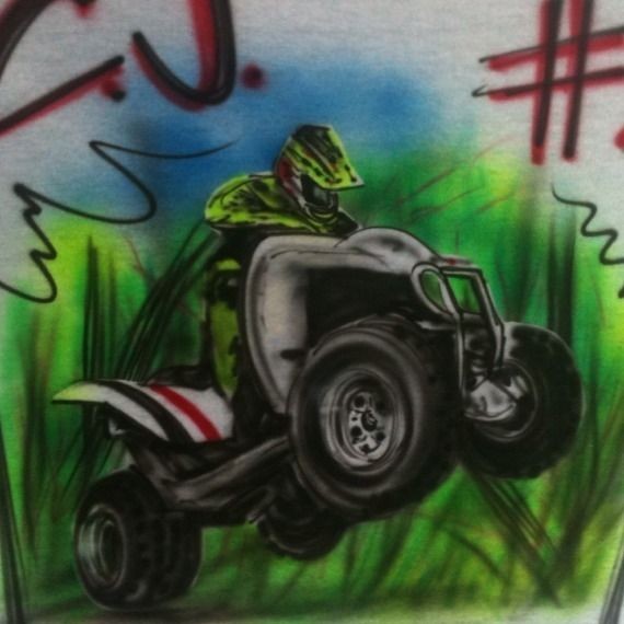 AIRBRUSH 4 WHEELER ATV 4 TRAC SUZUKI YAMAHA JOHN DEERE KTM T SHIRT 