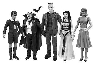 Munsters Black & White Figure Set Grandpa Herman Lily Marilyn Eddie