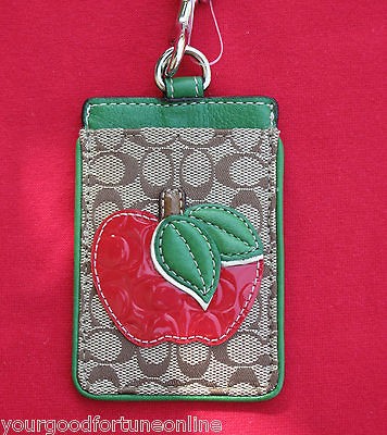 NWT Coach Lanyard Id/Badge Red Apple School Holder Card/Pass Case 