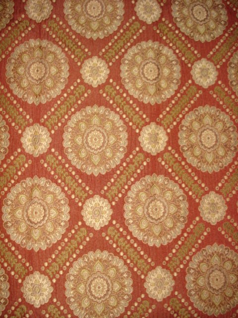 DESIGNER RED BURGUNDY SUZANI MEDALLION UPHOLSTERY LATTICE FABRIC 20 X 