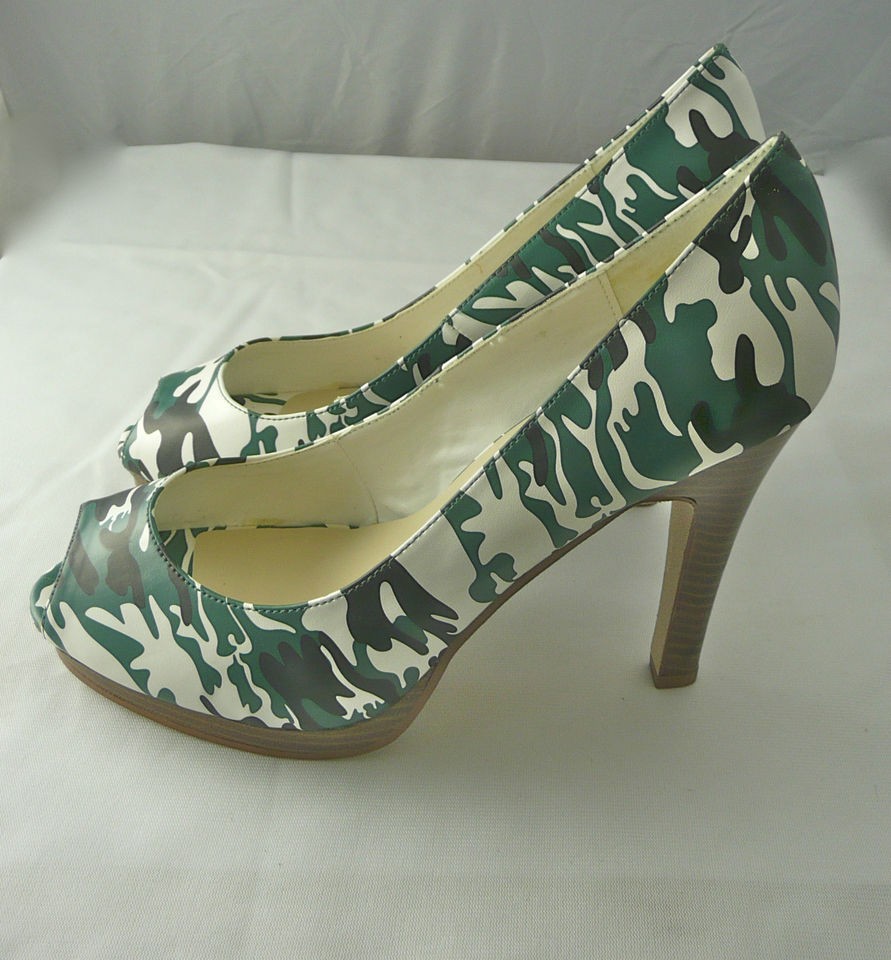 WOMENS SILVANO GORE COLLECTION GREEN CAMO NON SLIP HIGH HEELS 8M FREE 