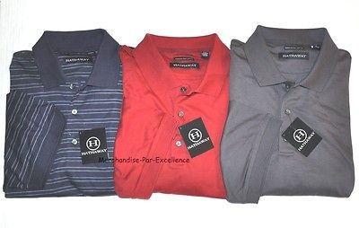 New Mens HATHAWAY Premium Pima Cotton SOFT Polo Shirt Gray Black Size 