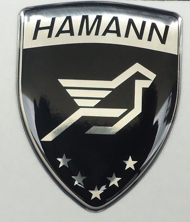 ORIGINAL HAMANN EMBLEM LOGO BADGE COAT OF ARMS BLACK WITH CHROME 25x20 