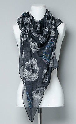 ZARA BNWT BLUE SKULL PRINT SCARF A/W 2012 WOMEN SOLD OUT