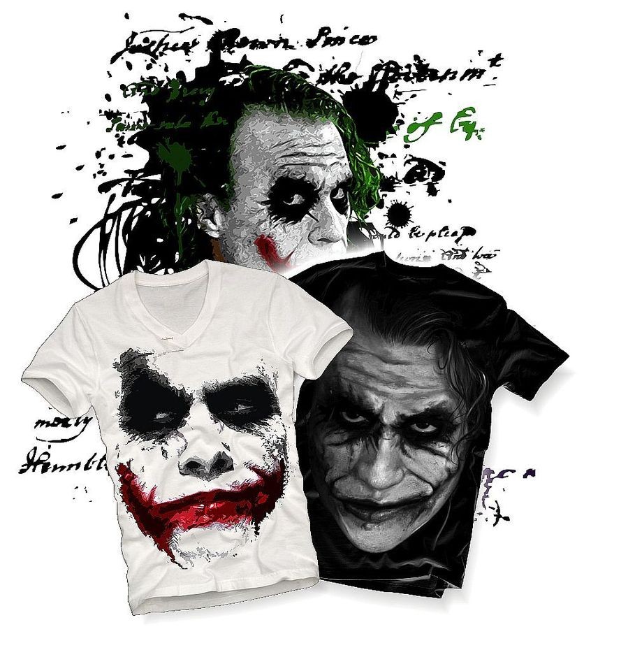 man t shirt JOKER Shadow Heath Ledger BATMAN v neck longsleeve