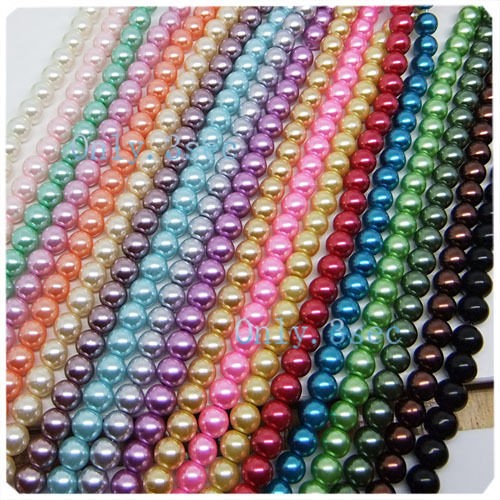 30pcs /100 pcs Mixed Round Glass Pearl Loose spacer beads 6mm 8mm DIY 