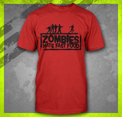   DEAD ZOMBIES HATE FAST FOOD MARATHON RUNNING ZOMBIELAND CARDIO T SHIRT