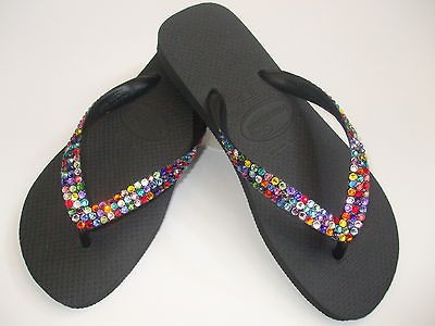 Swarovski Crystal Havaianas Flat or Cariris Wedge flip flops SZ 4/5,6 