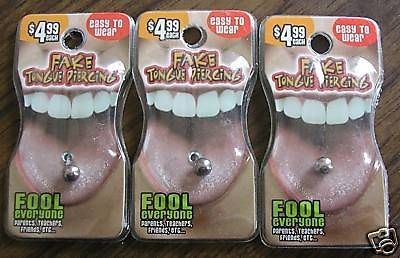 B23 LOT OF 3 FAKE GAG TONGUE PIERCING BODY JEWELRY