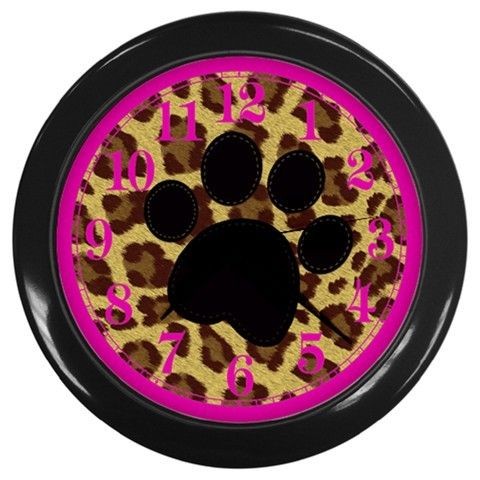 CUTE GIRL PAW PRINT CHEETAH Wall Clock