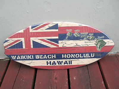 waikiki beach honolulu hawaii wooden surfboard surfing skim sign surf 