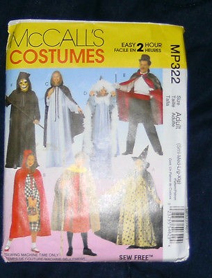   DRESS UP ADULT COSTUME PATTERN CAPE HOODED SHROUD CLOAK WIZARD HAT