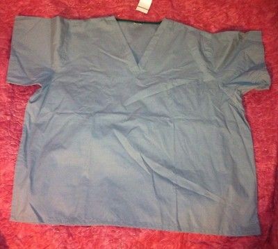 Hospital Gray V Neck Scrubs Top Inner And Outer Pocket Green Trim SZ 