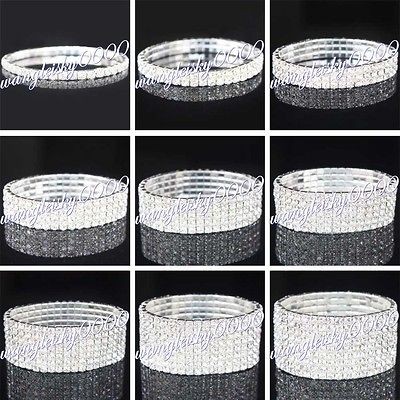   Crystal Rhinestone Stretch Bracelet Bangle Wedding Bridal Wristband