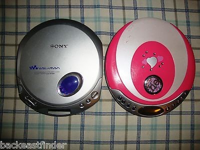 His & Hers Portable CD Players. Silver Sony CD Walkman D E350 & Pink 1 