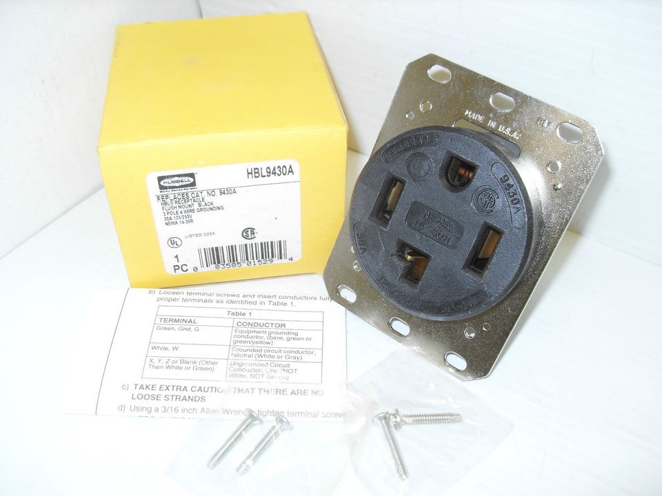 NEW HUBBELL HBL9430A 30 Amp RECEPTACLE 30A 125/250V 14 30R NIB