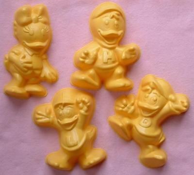 set of 4 jello gelatin molds   Huey, Dewey, Louie, Webby   Duck Tales 