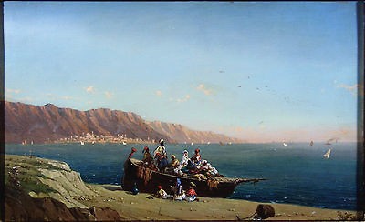 Italian Master A.PASINI 1870 BOSPHORE Shore Listed Orientalist Antique 