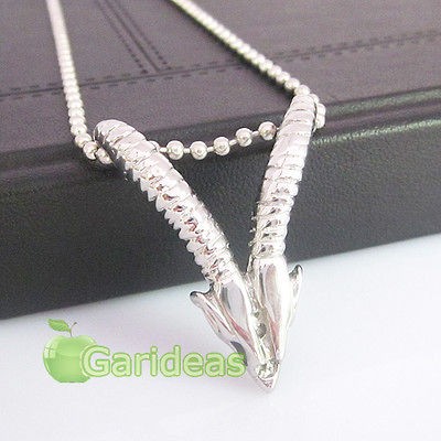 Lover Silver Stainless Steel Goat Pendant Necklace Chain Cool Item ID 